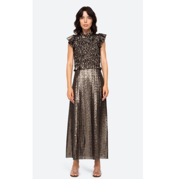 Rachelle Smocked Sequined Midi Dress - Picture 1 of 8